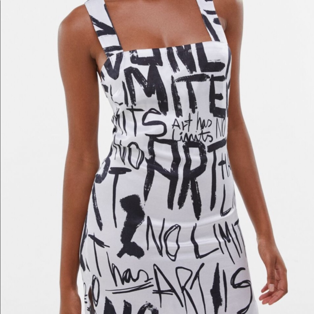 New with tag - Printed satin dress with criss-cross straps